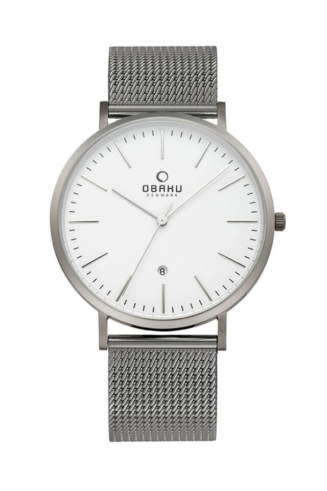 Obaku Denmark V215GDTIMJ Quartz Hasır Gri Beyaz Kadran 41 mm Erkek Kol Saati