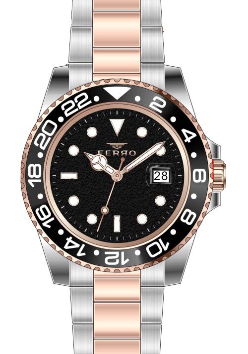 Ferro F11253A-E2 41 mm Rose ve Gümüş Çelik Kordon Erkek Kol Saati