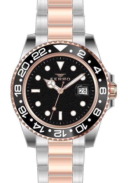 Ferro F11253A-E2 41 mm Rose ve Gümüş Çelik Kordon Erkek Kol Saati