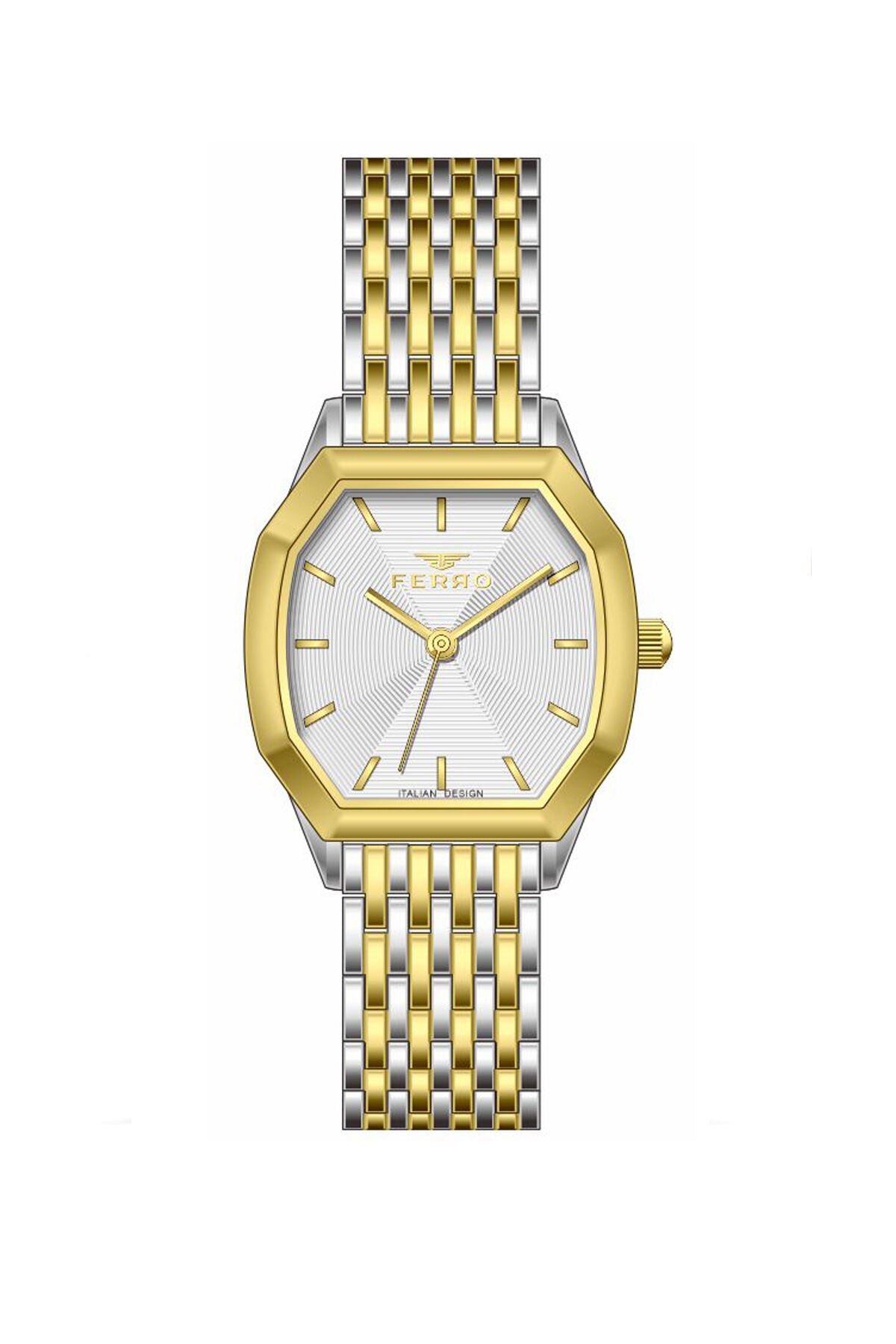 Ferro FL21766AWT-D Quartz Çelik Sarı Gri 28 mm Kadın Kol Saati