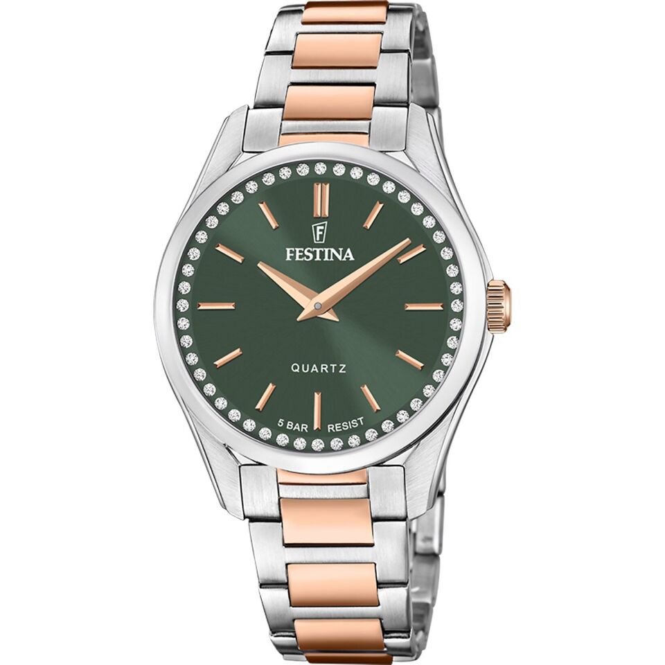 Festina F20620/2 Quartz Çelik Rose/Gri Yeşil Kadran 36 mm Kadın Kol Saati