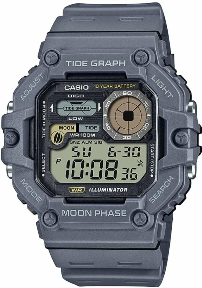 Casio WS-1700H-8AVDF Quartz Dijital Silikon Gri Organik Cam 10 ATM 49 mm Erkek Kol Saati