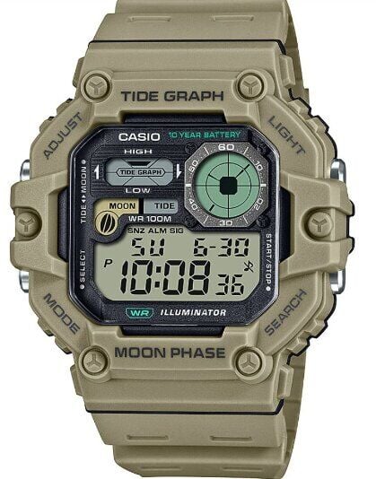Casio WS-1700H-5AVDF Quartz Dijital Silikon Kahve Organik Cam 49 mm Erkek Kol Saati