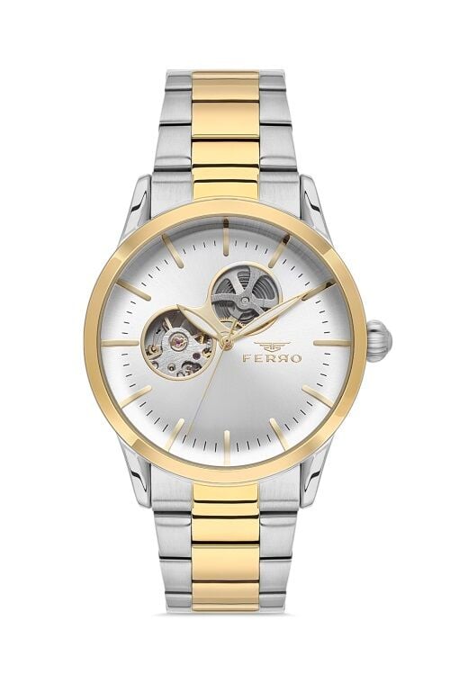 Ferro Sarı ve Gümüş Çelik Kordon Erkek Kol Saati F31445A-D 3ATM Su Geçirmez 2 Yıl Garantili