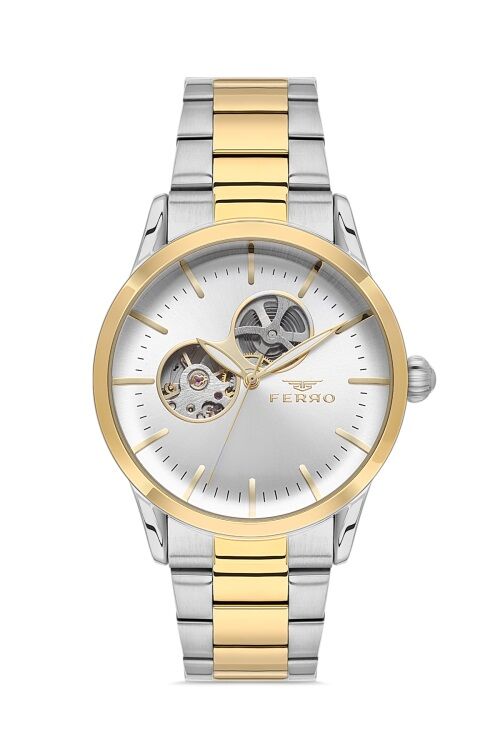Ferro Sarı ve Gümüş Çelik Kordon Erkek Kol Saati F31445A-D 3ATM Su Geçirmez 2 Yıl Garantili