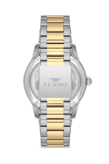Ferro Sarı ve Gümüş Çelik Kordon Erkek Kol Saati F31445A-D 3ATM Su Geçirmez 2 Yıl Garantili