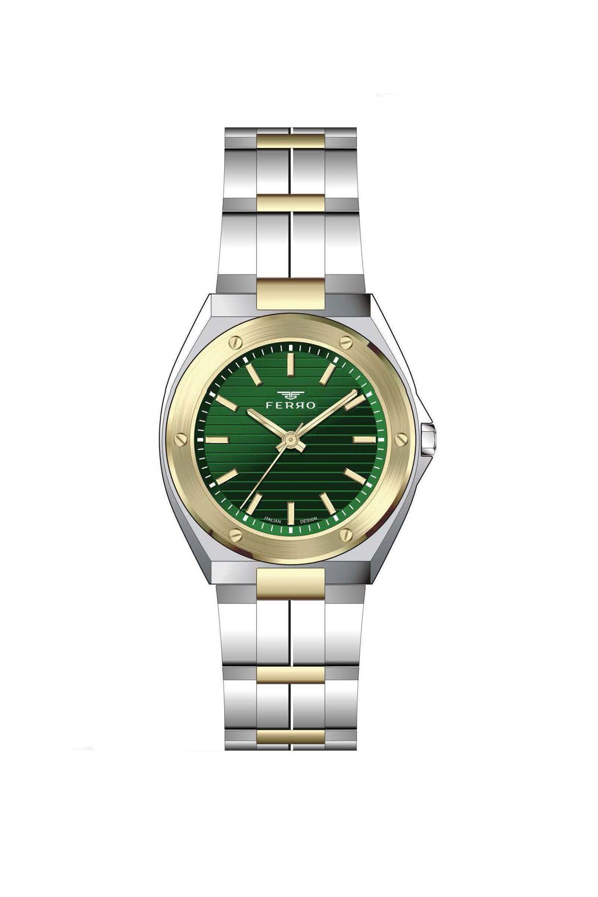 Ferro Sarı ve Gümüş Çelik Kordon Kadın Kol Saati FL21643AWT-D6 3ATM Su Geçirmez 2 Yıl Garantili