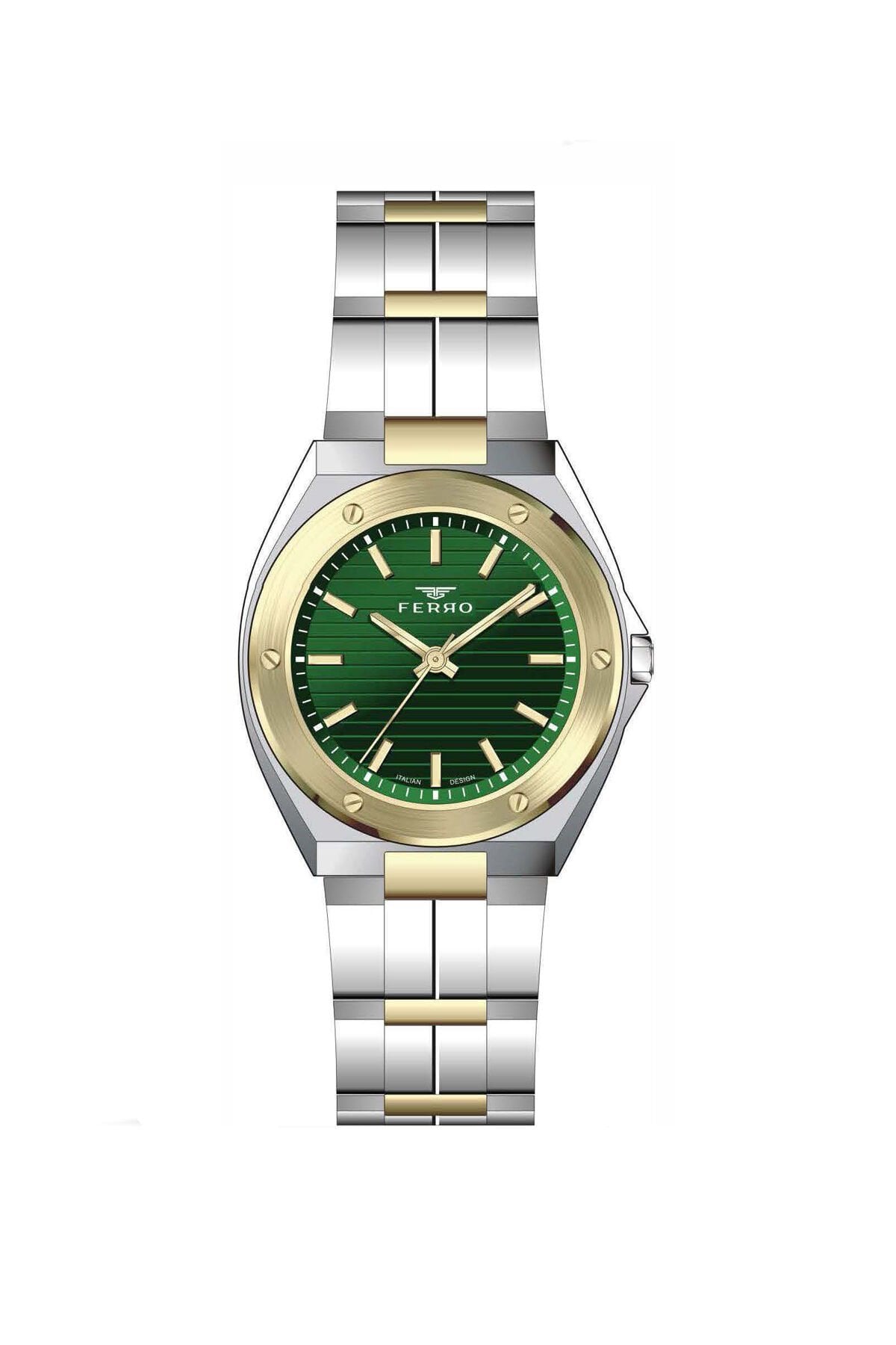 Ferro Sarı ve Gümüş Çelik Kordon Kadın Kol Saati FL21643AWT-D6 3ATM Su Geçirmez 2 Yıl Garantili