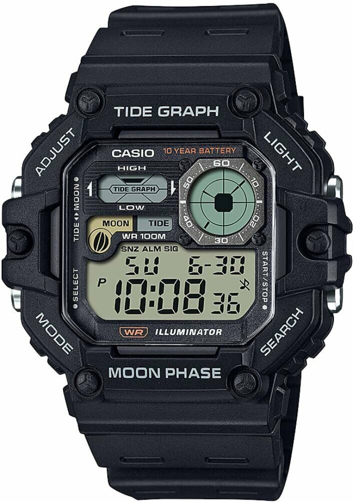 Casio WS-1700H-1AVDF Quartz Dijital Silikon Siyah Organik Cam 10 ATM 49 mm Erkek Kol Saati