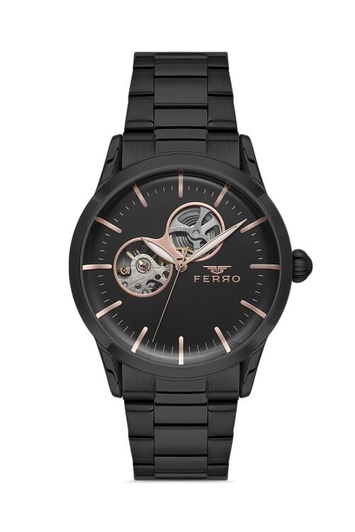 Ferro Siyah Çelik Kordon Erkek Kol Saati F31445A-G 3ATM Su Geçirmez 2 Yıl Garantili HediyePaketli