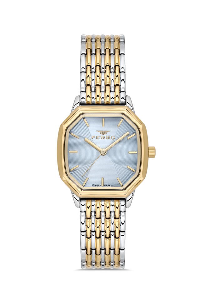 Ferro Sarı ve Gümüş Çelik Kordon Kadın Kol Saati FL21766AWT-D3 3ATM Su Geçirmez 2 Yıl Garantili