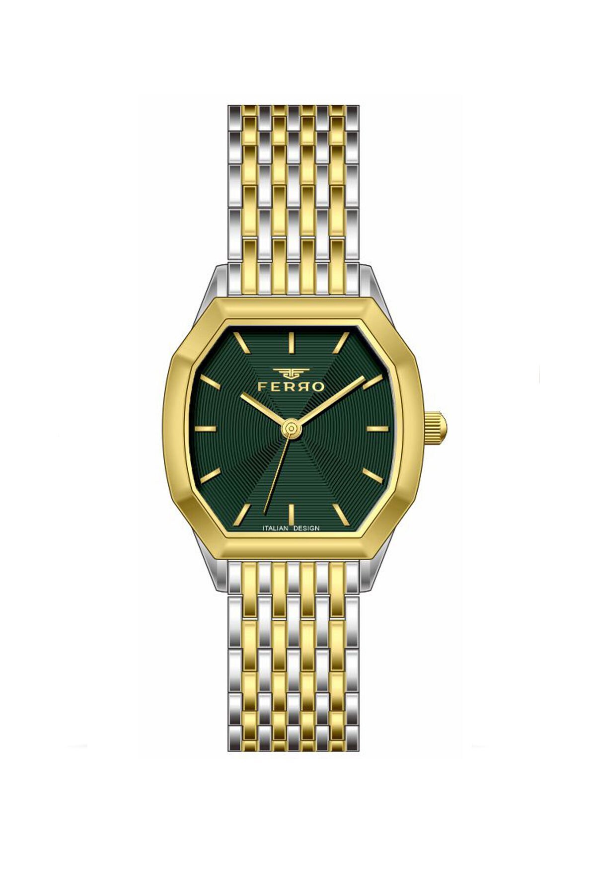 Ferro Sarı ve Gümüş Çelik Kordon Kadın Kol Saati FL21766AWT-D6 3ATM Su Geçirmez 2 Yıl Garantili