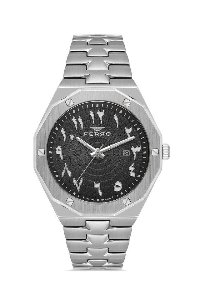 Ferro Gümüş Çelik Kordon Erkek Kol Saati FM43016A-A Tüm Fonksiyonlar Aktif 3 ATM Su Geçirmez