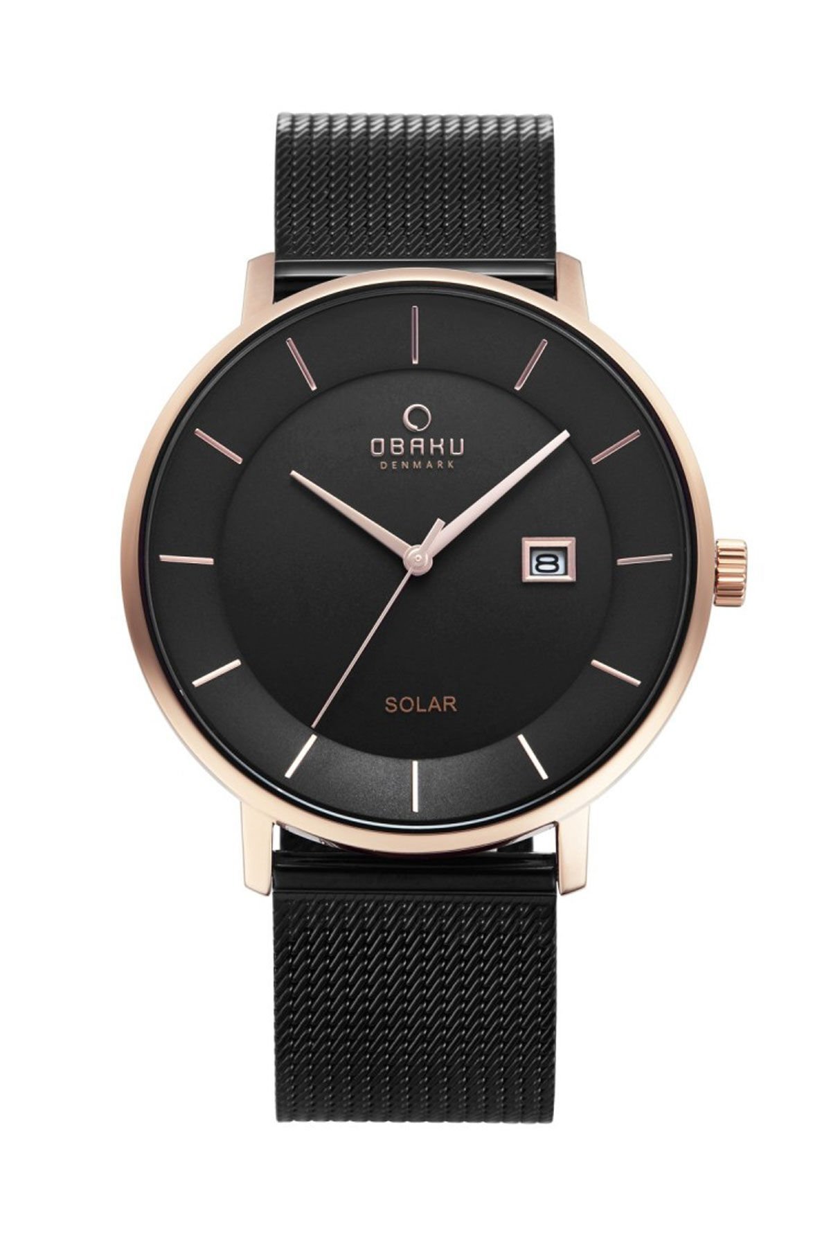 Obaku Denmark V222GRVBMB Solar Hasır Siyah 42 mm Erkek Kol Saati
