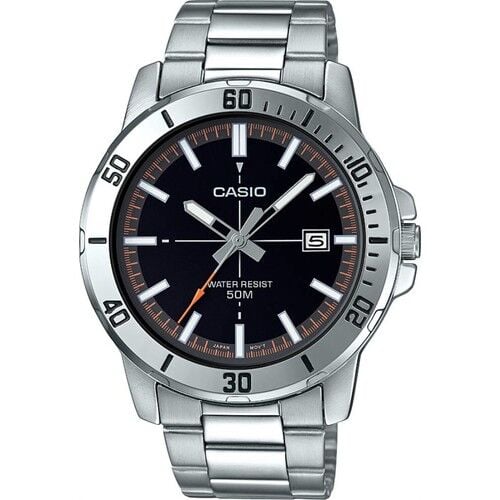 Casio MTP-VD01D-1E2VUDF Quartz Çelik Gri Siyah Kadran 45 mm Erkek Kol Saati