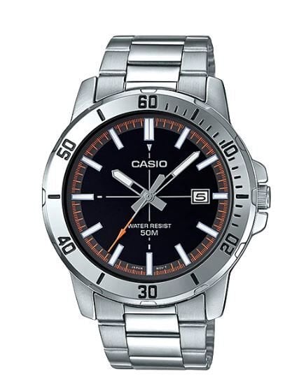 Casio MTP-VD01D-1E2VUDF Quartz Çelik Gri Siyah Kadran 45 mm Erkek Kol Saati