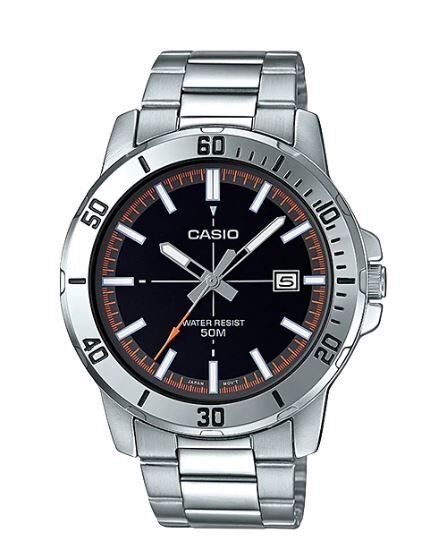 Casio MTP-VD01D-1E2VUDF Quartz Çelik Gri Siyah Kadran 45 mm Erkek Kol Saati