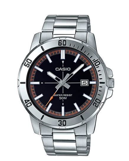 Casio MTP-VD01D-1E2VUDF Quartz Çelik Gri Siyah Kadran 45 mm Erkek Kol Saati