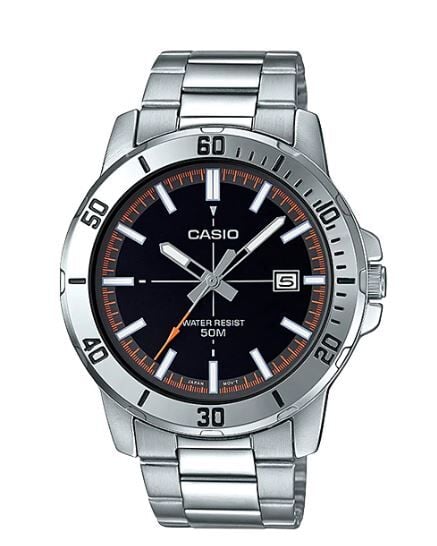 Casio MTP-VD01D-1E2VUDF Quartz Çelik Gri Siyah Kadran 45 mm Erkek Kol Saati