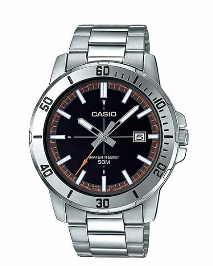 Casio MTP-VD01D-1E2VUDF Quartz Çelik Gri Siyah Kadran 45 mm Erkek Kol Saati