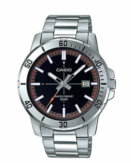 Casio MTP-VD01D-1E2VUDF Quartz Çelik Gri Siyah Kadran 45 mm Erkek Kol Saati