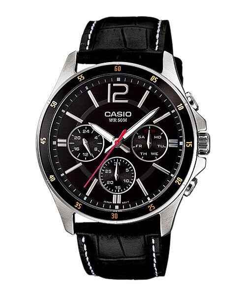 Casio MTP-1374L-1AVDF Quartz Deri Siyah 44 mm Erkek Kol Saati
