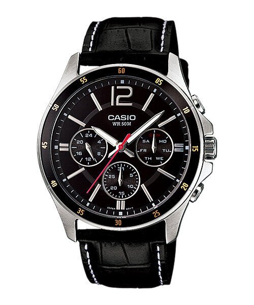 Casio MTP-1374L-1AVDF Quartz Deri Siyah 44 mm Erkek Kol Saati