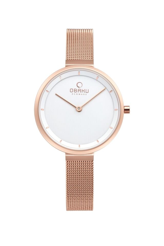 Obaku Denmark V225LXVIMV Quartz Hasır Rose Beyaz Kadran 32 mm Kadın Kol Saati