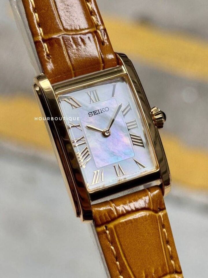 Seiko SWR100P1 Quartz Deri Kordon Kahverengi Beyaz Kadran 22 mm Kadın Kol Saati