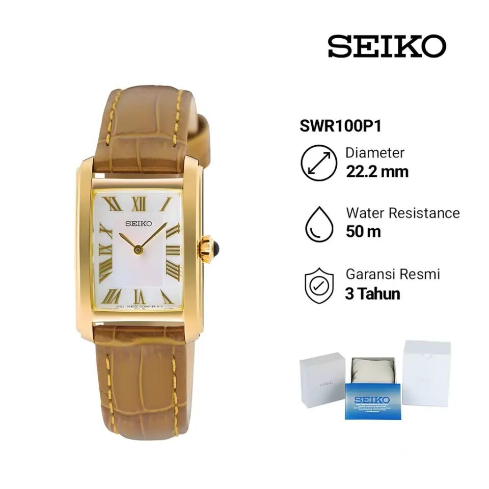 Seiko SWR100P1 Quartz Deri Kordon Kahverengi Beyaz Kadran 22 mm Kadın Kol Saati