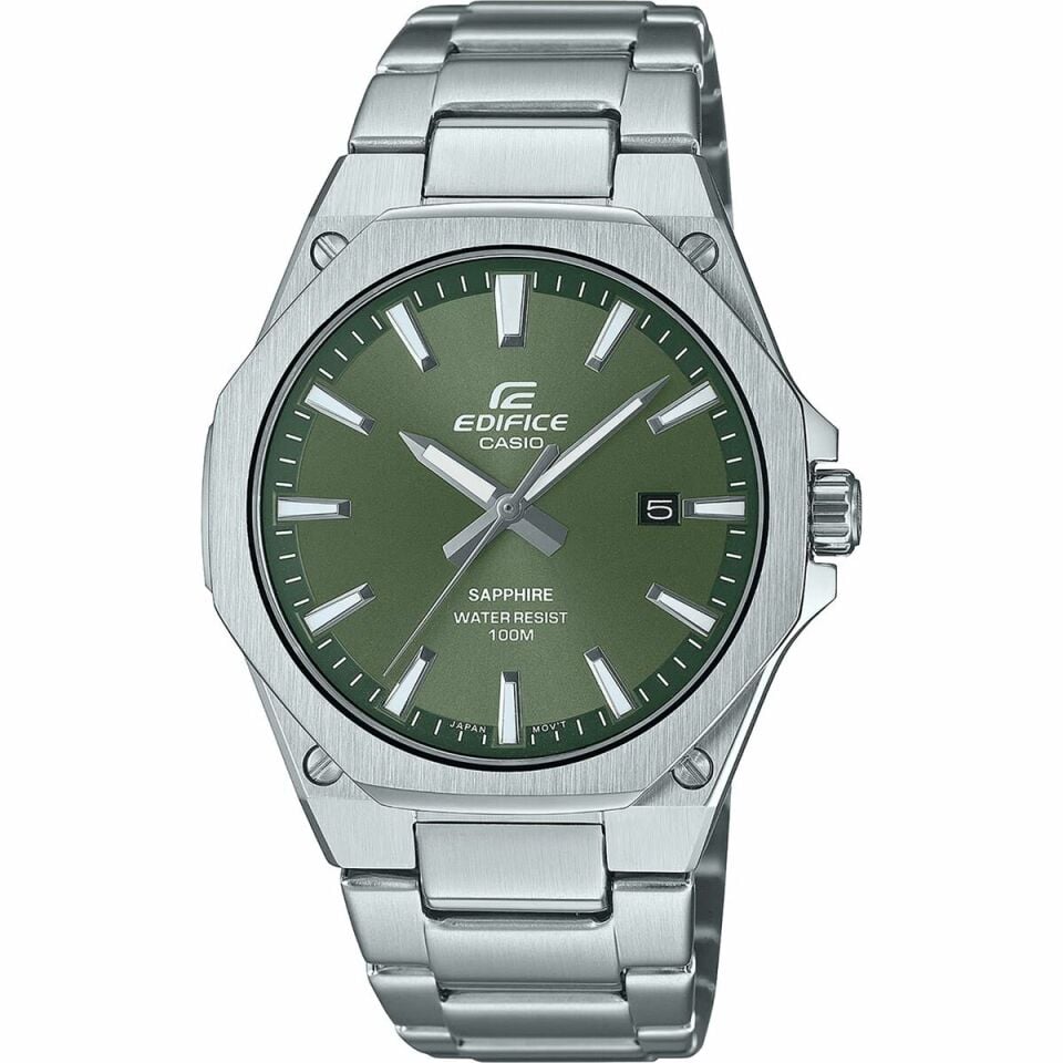 Casio EFR-S108D-3AVUDF Quartz Çelik Gri Yeşil Kadran Safir Cam 40 mm Erkek Kol Saati