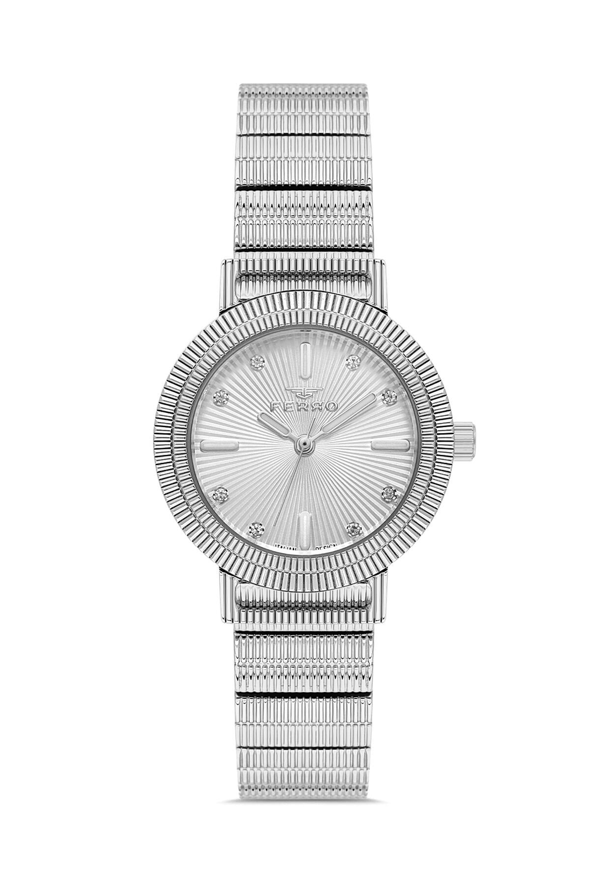 Ferro Gümüş Çelik Kordon Kadın Kol Saati FL40149A-A 3ATM Su Geçirmez 2 Yıl Garantili HediyePaketli