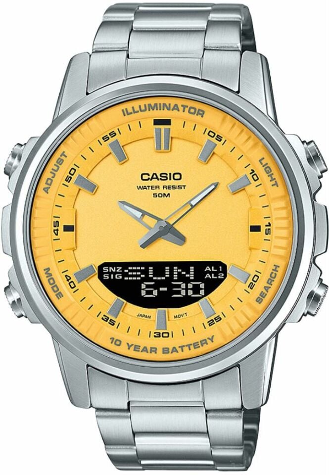 Casio AMW-880D-9AVDF Quartz Çelik Gri Turuncu Kadran 47 mm Erkek Kol Saati