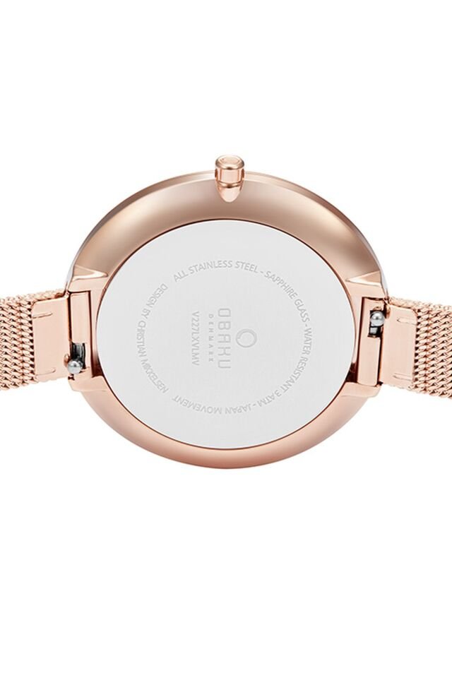 Obaku Denmark V227LXVLMV Quartz Hasır Rose Lacivert Kadran 34 mm Kadın Kol Saati