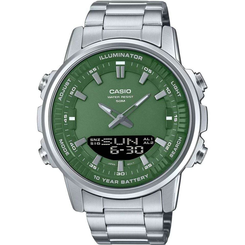 Casio AMW-880D-3AVDF Quartz Çelik Gri Yeşil Kadran 47 mm Erkek Kol Saati