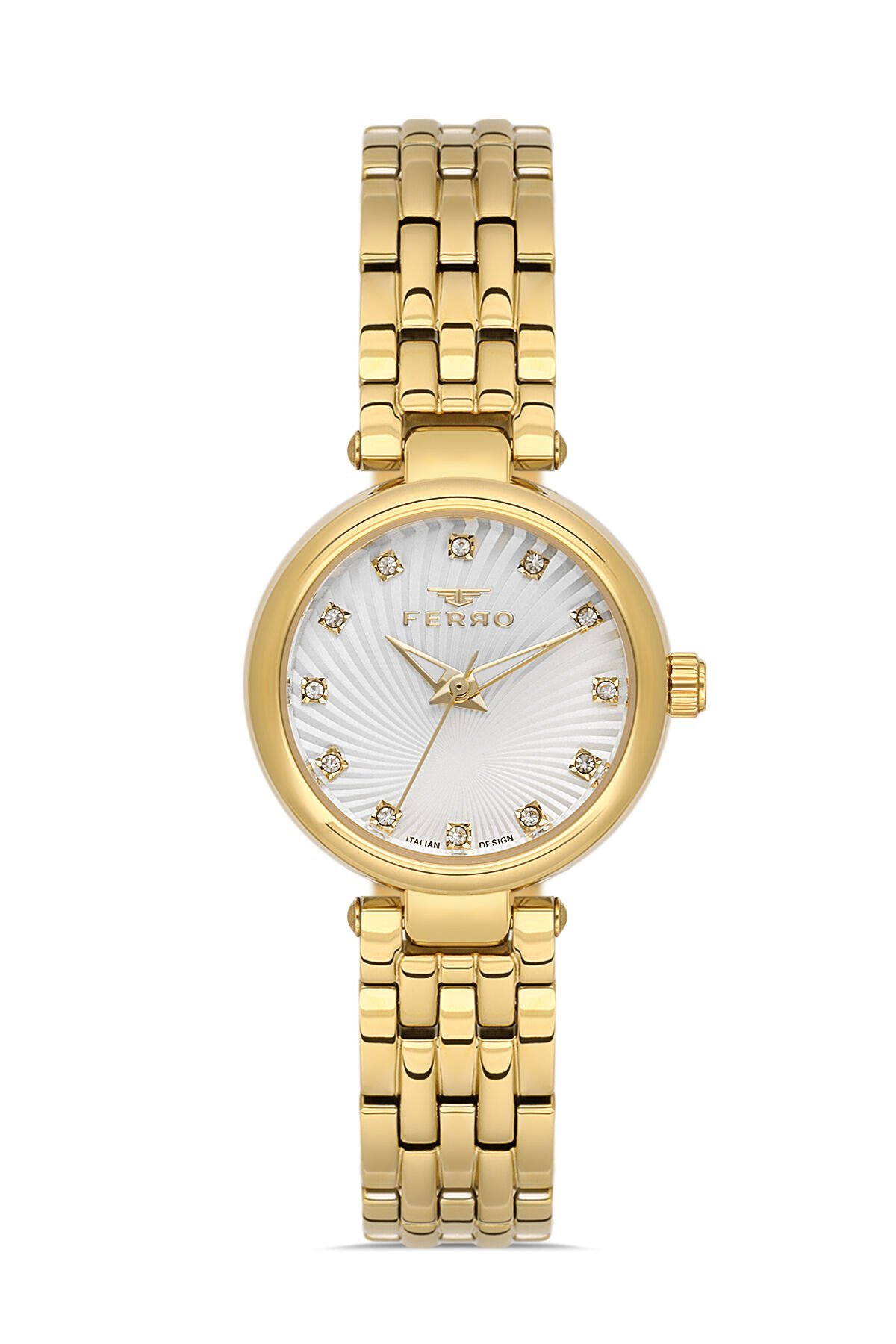 Ferro Sarı Çelik Kordon Kadın Kol Saati FL21489AWT-B 3ATM Su Geçirmez 2 Yıl Garantili HediyePaketli