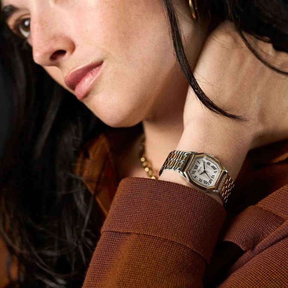 Fossil FES5362 Quartz Çelik Altın/Gri Krem Kadran 27 mm Kadın Kol Saati