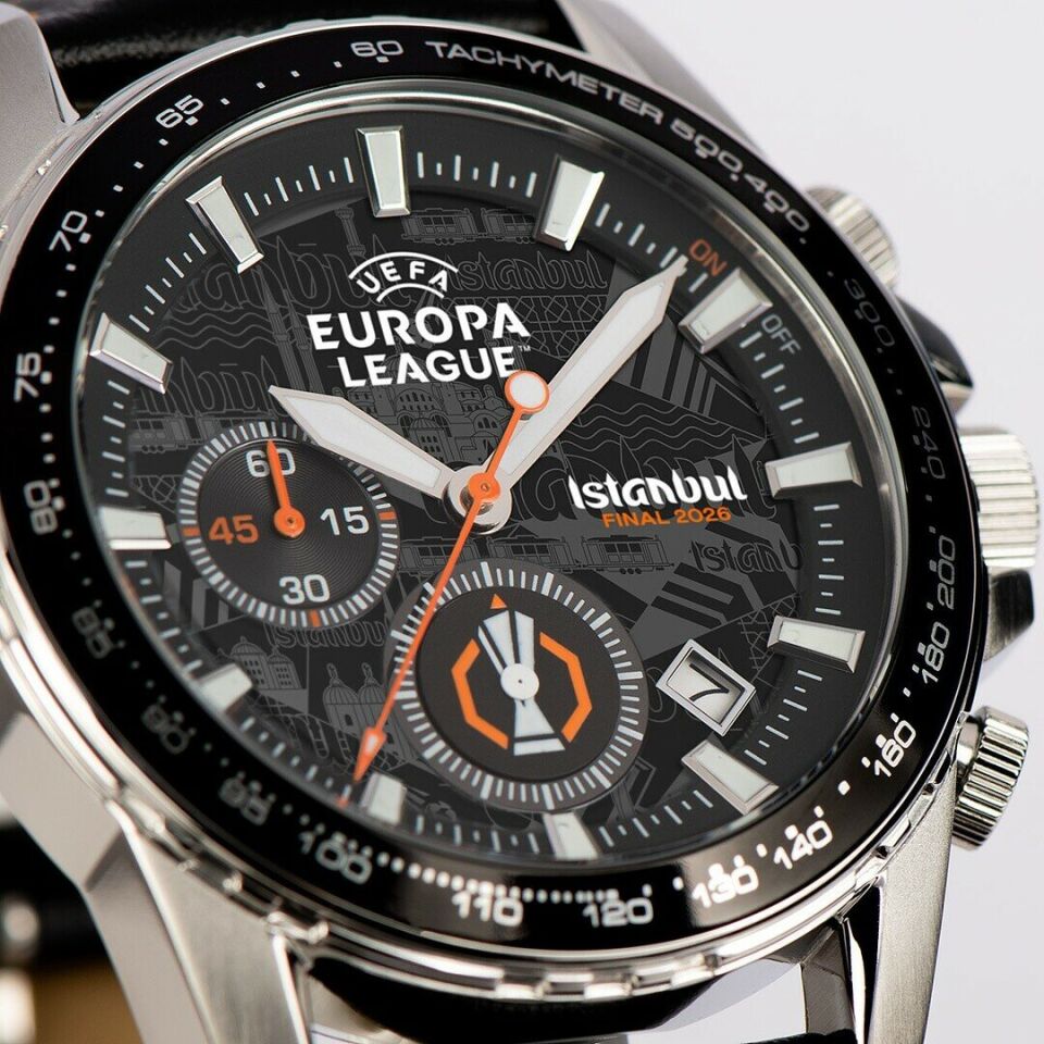 Jacques Lemans EL-102C Uefa Europa League Istanbul Quartz Deri Siyah 10 ATM 42 mm Erkek Kol Saati