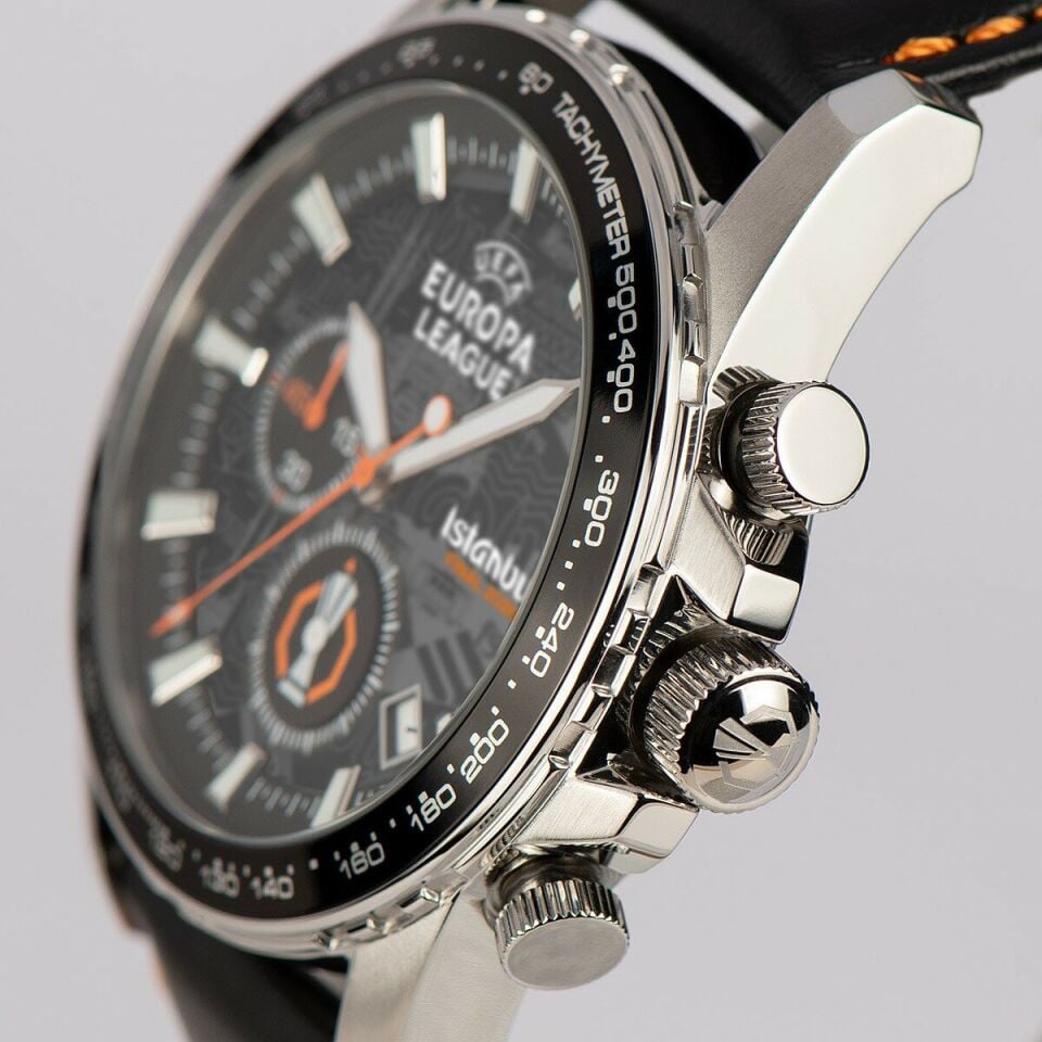 Jacques Lemans EL-102C Uefa Europa League Istanbul Quartz Deri Siyah 10 ATM 42 mm Erkek Kol Saati