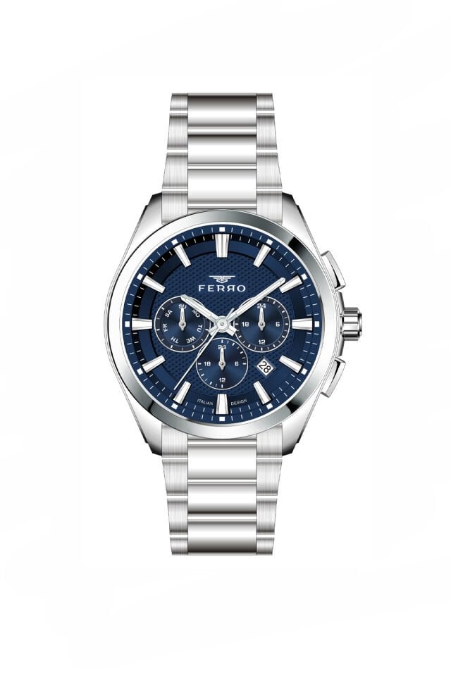 Ferro Gümüş Çelik Kordon Erkek Kol Saati FM11757AWT-A3 Tüm Fonksiyonları Aktif 3 ATM Su Geçirmez