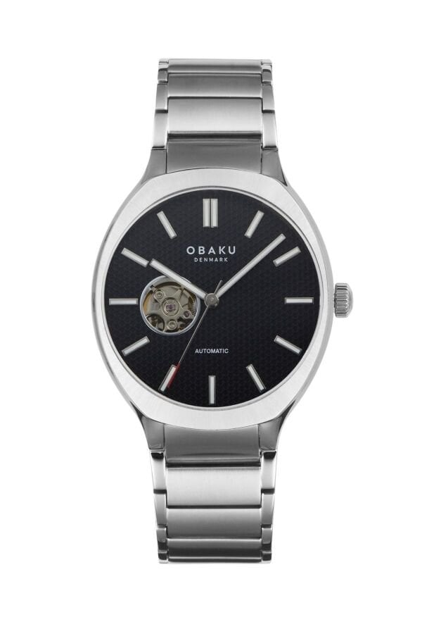 Obaku Denmark V303GTCBSC Otomatik Çelik Gri Siyah Kadran 10 ATM 41 mm Erkek Kol Saati