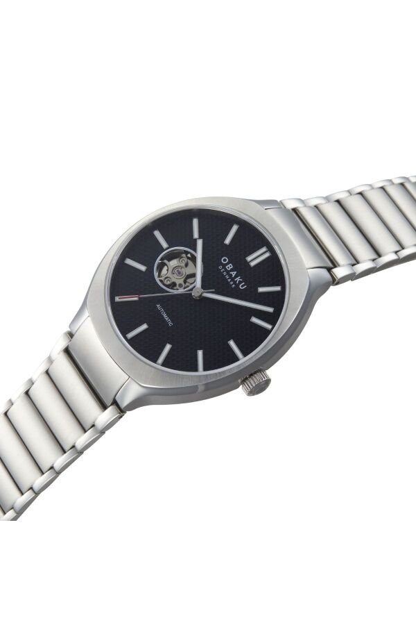 Obaku Denmark V303GTCBSC Otomatik Çelik Gri Siyah Kadran 10 ATM 41 mm Erkek Kol Saati