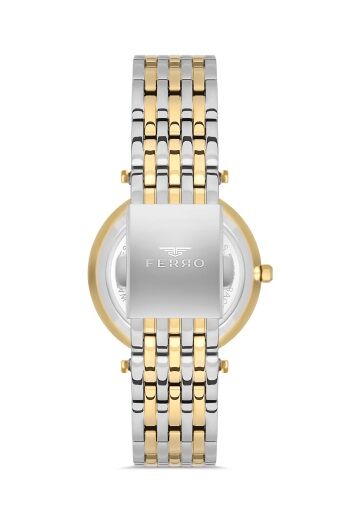 Ferro FL21449A-D6 Quartz Çelik Altın/Gri Yeşil Kadran 36 mm Kadın Kol Saati