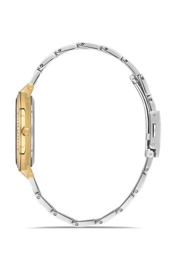 Ferro FL21449A-D6 Quartz Çelik Altın/Gri Yeşil Kadran 36 mm Kadın Kol Saati