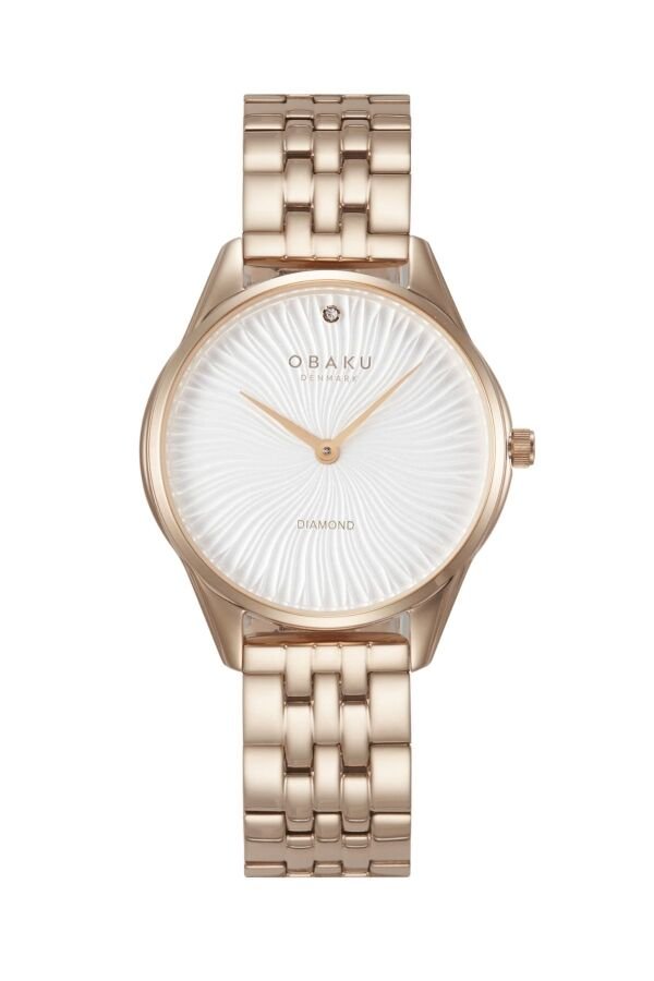 Obaku Denmark V297LXVISV Quartz Çelik Rose Beyaz Kadran Safir Cam 32 mm Kadın Kol Saati