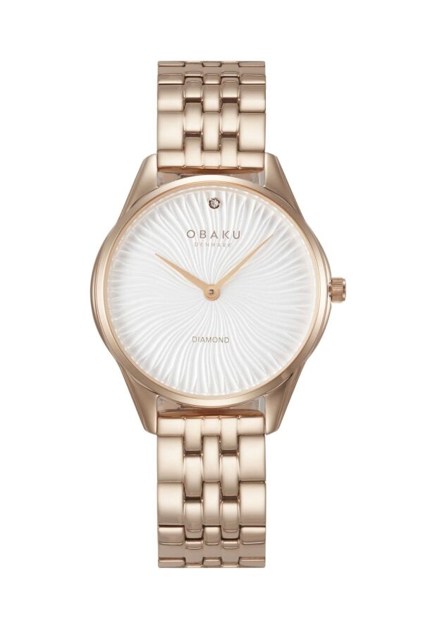 Obaku Denmark V297LXVISV Quartz Çelik Rose Beyaz Kadran Safir Cam 32 mm Kadın Kol Saati