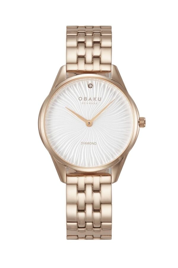 Obaku Denmark V297LXVISV Quartz Çelik Rose Beyaz Kadran Safir Cam 32 mm Kadın Kol Saati