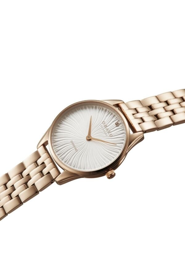 Obaku Denmark V297LXVISV Quartz Çelik Rose Beyaz Kadran Safir Cam 32 mm Kadın Kol Saati
