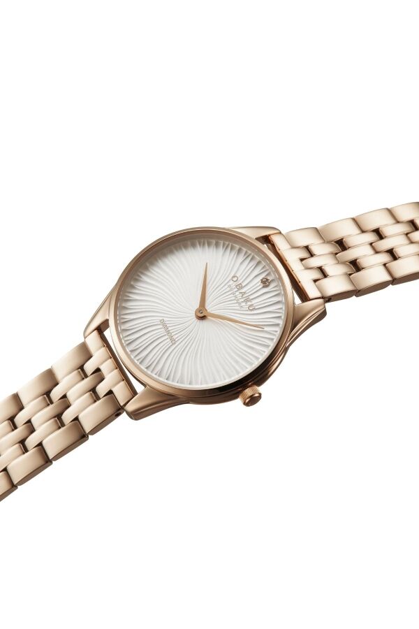 Obaku Denmark V297LXVISV Quartz Çelik Rose Beyaz Kadran Safir Cam 32 mm Kadın Kol Saati