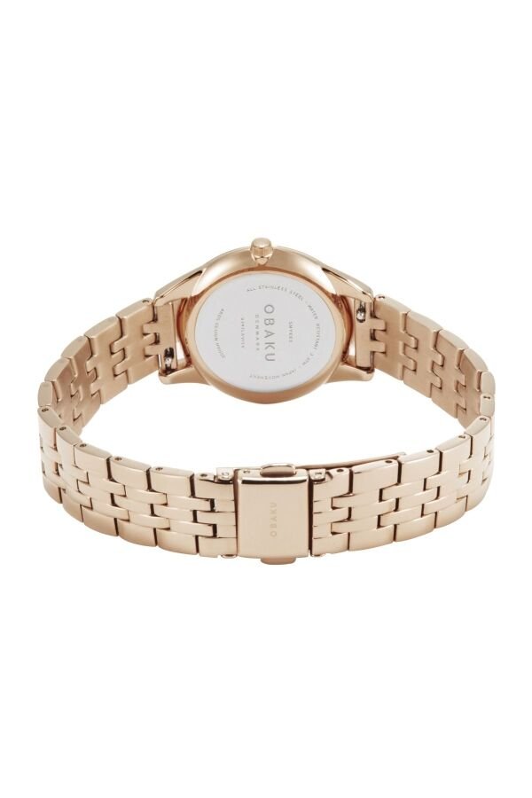 Obaku Denmark V297LXVISV Quartz Çelik Rose Beyaz Kadran Safir Cam 32 mm Kadın Kol Saati